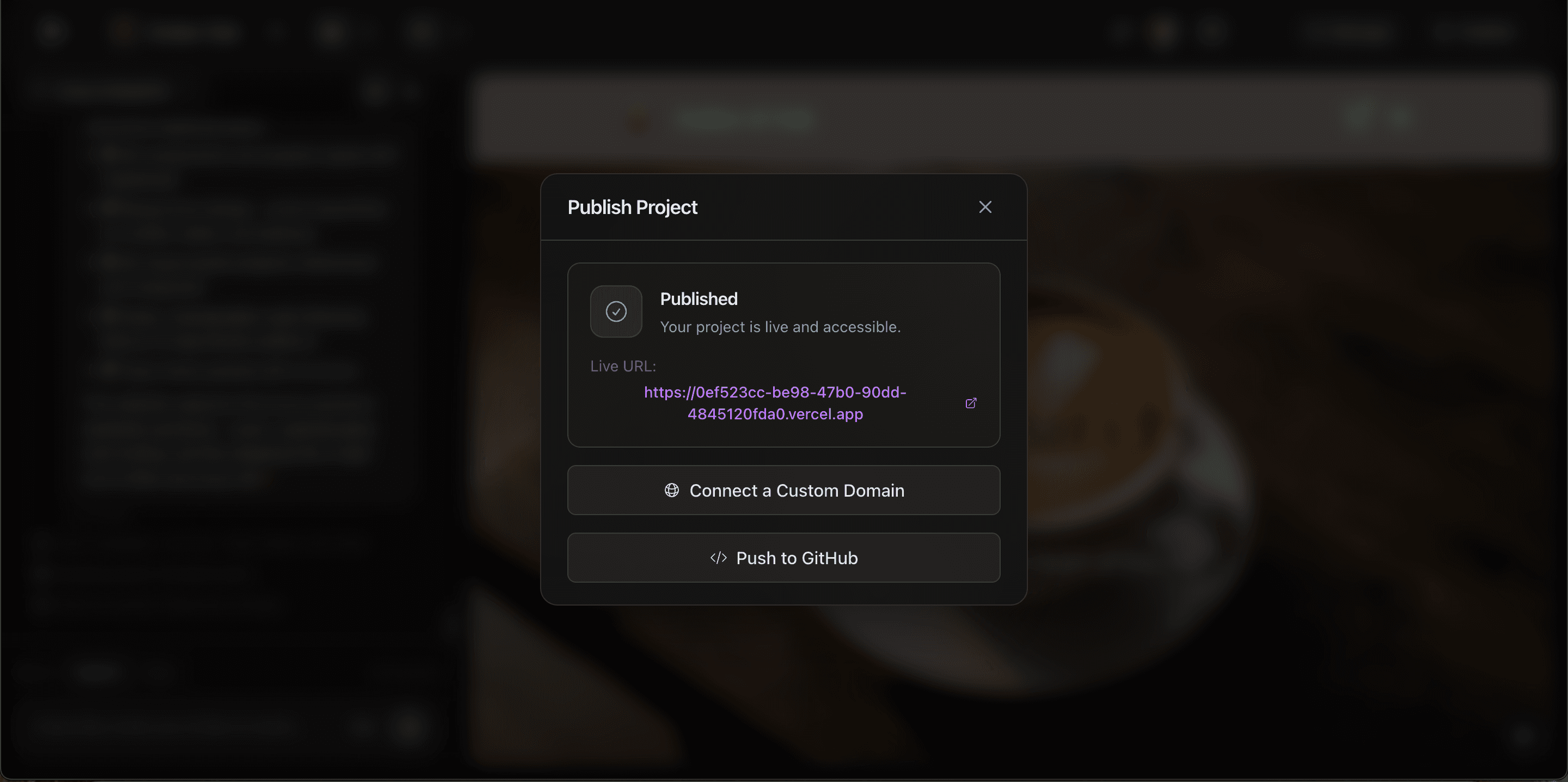 Published website with live URL